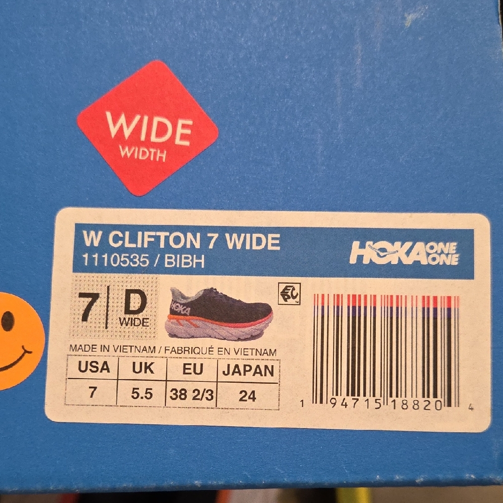 Hoka Clifton 7 Wide in Navy and Pink/orange